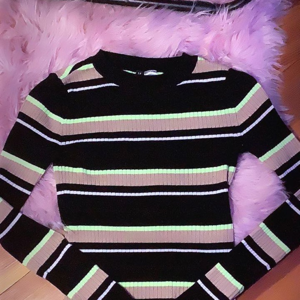 Stripped, Fitted, Long Sleeve Shirt